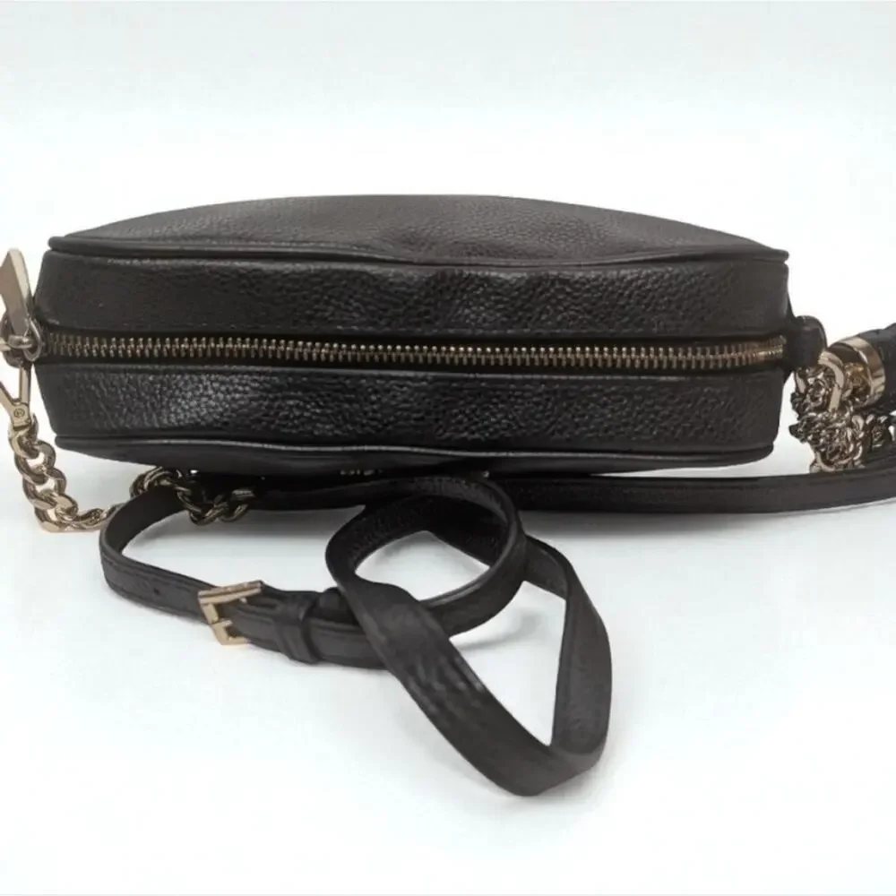 Michael Kors Ginny Crossbody Camera Bag in Black Pebbled Leather Jet Set Bag